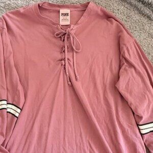 Pink Tie-up neck Shirt